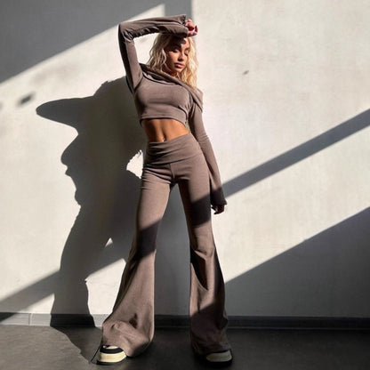 Chic and elegant style Crop top and wide pants women