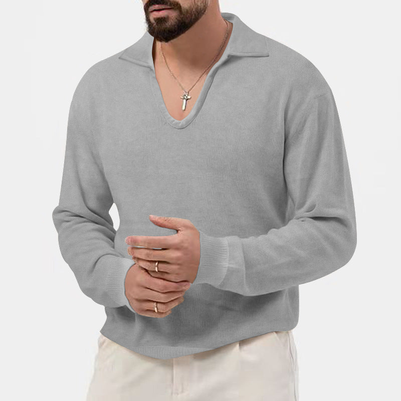 Pull pour homme à col en V tendance en matière tricot respirante Chic und Stil