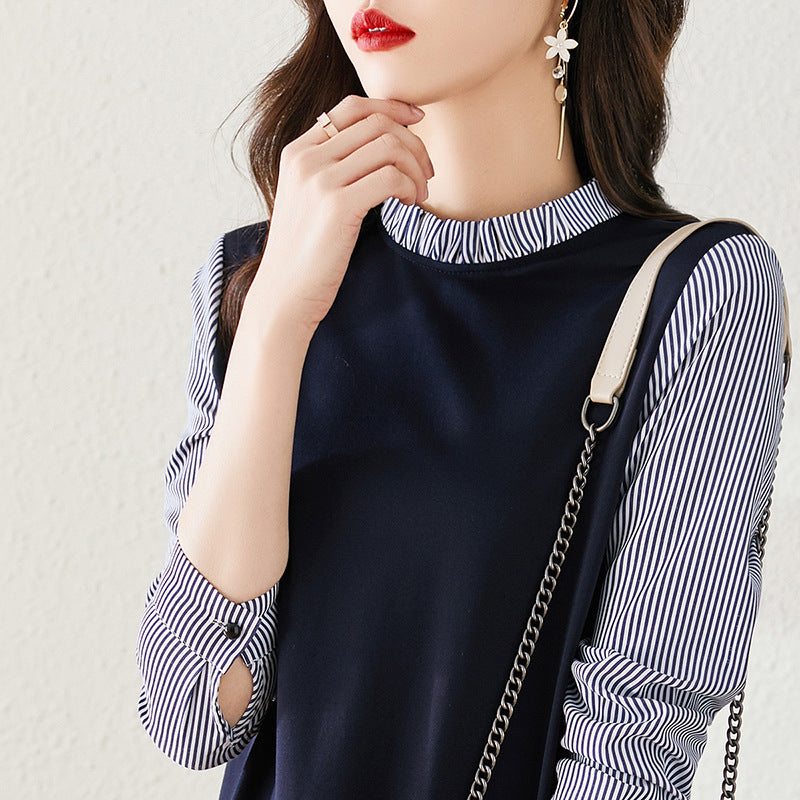 Robe décontractée à manches rayées pour femmes Chic und Stil