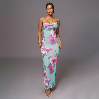 Robe maxi à motifs floraux avec volant pour dames Chic und Stil