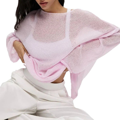 Dames Haut en tricot aéré avec une coupe ample et des manches longues Chic und Stil