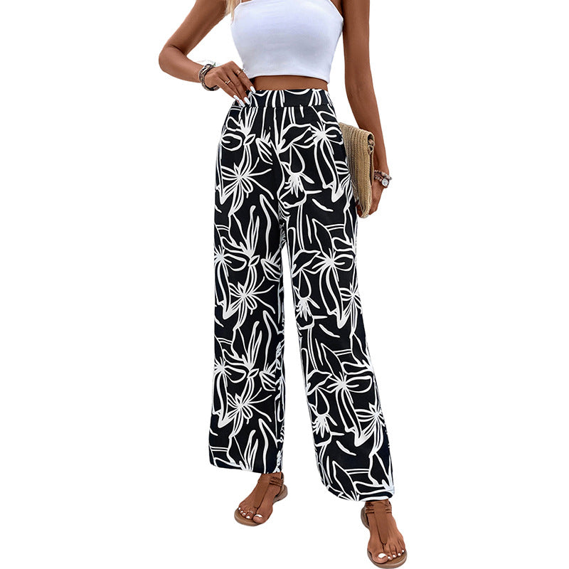 Women Wide Leg Floral Printed Pants Chic and Style
