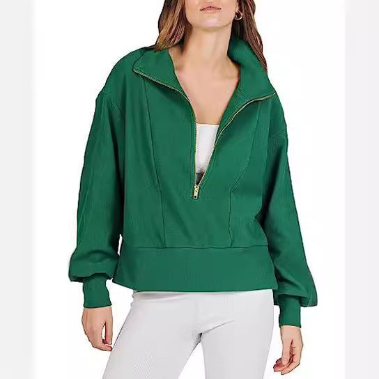 Pull en fleece sportif pour femmes avec fermeture éclair et coupe décontractée Chic und Stil