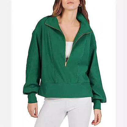 Pull en fleece sportif pour femmes avec fermeture éclair et coupe décontractée Chic und Stil