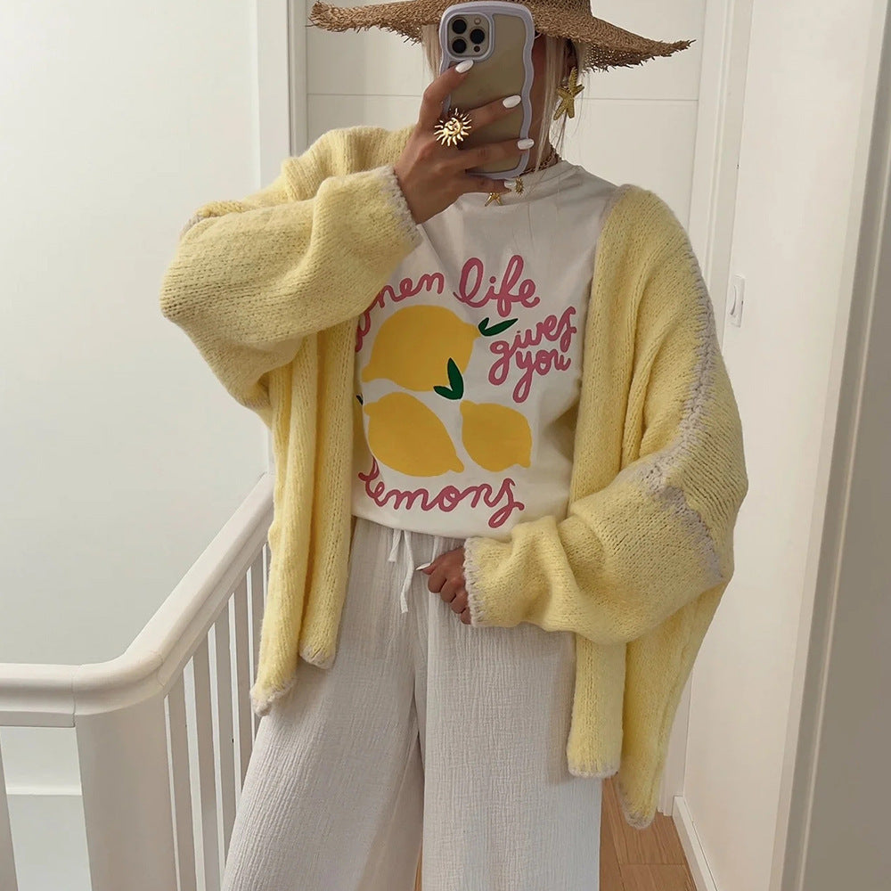 Cardigan en tricot décontracté pour femmes avec des détails de contraste attrayants Chic und Stil
