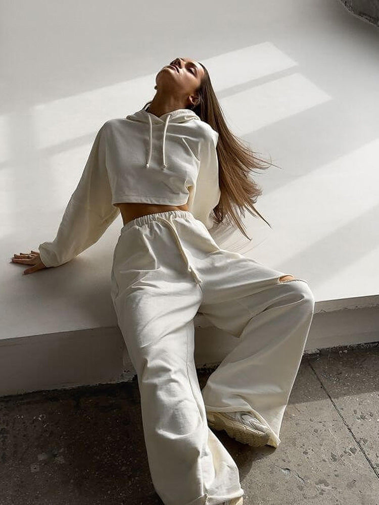 Dames cropped Hoodie avec manches larges Chic und Stil