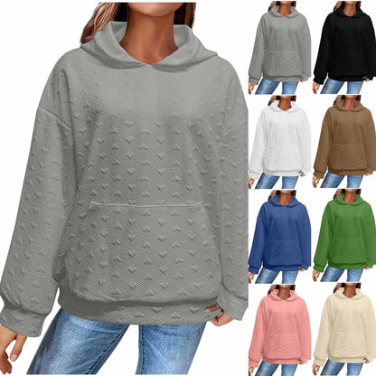 Pull à capuche pour femmes avec motif de cœur texturé Chic und Stil