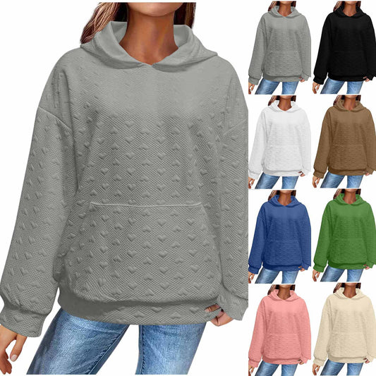 Pull à capuche pour femmes avec motif de cœur texturé Chic und Stil