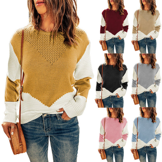 Pull en tricot pour femmes avec un motif de blocs de couleur moderne et un design texturé Chic und Stil
