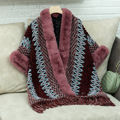Dames Pull-over doux avec garniture en fausse fourrure luxueuse Chic und Stil