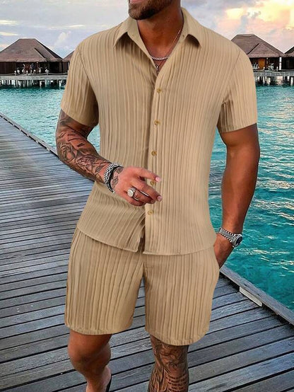 Chemise à manches courtes en rayures pour hommes Set Chic und Stil