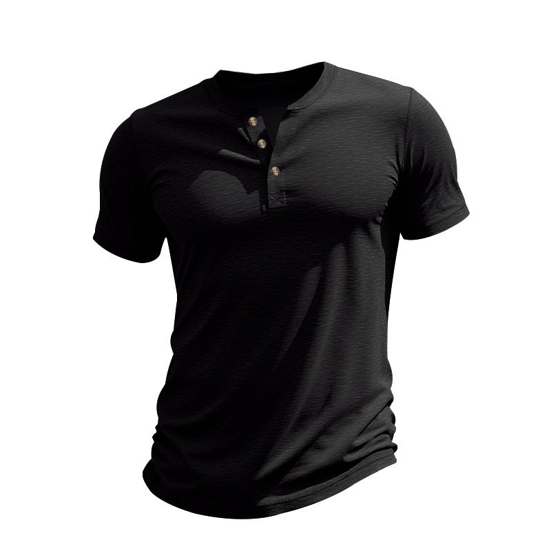 T-shirt Henley à manches courtes décontracté pour hommes en matériau respirant Chic und Stil