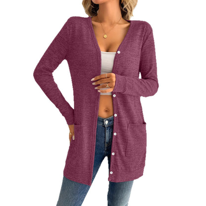 Dames cardigan à manches longues avec poches pratiques et patte de boutonnage Chic und Stil
