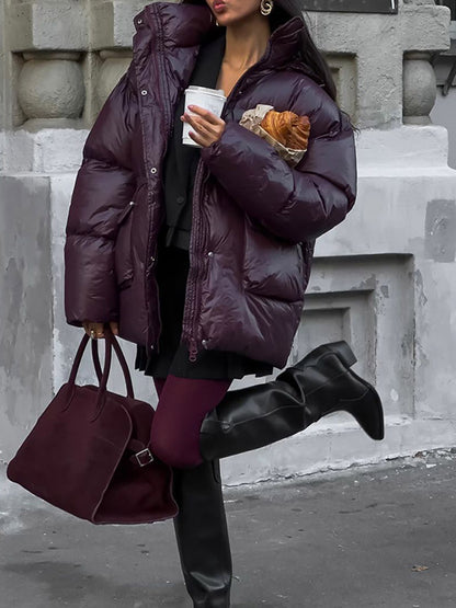 Dames Doudoune Oversized avec design matelassé visible et col montant Chic und Stil