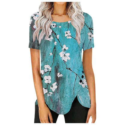 Women's blouse with floral design and asymmetrical hem Chic und Stil