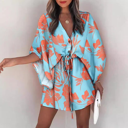 Robe chemise femme avec design floral et décolleté en V Chic und Stil
