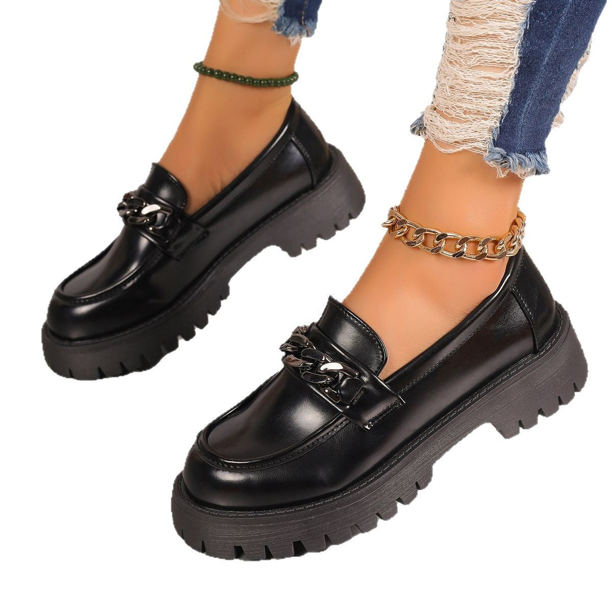 Dames Chunky Loafers avec application de chaîne et profil robuste Chic und Stil