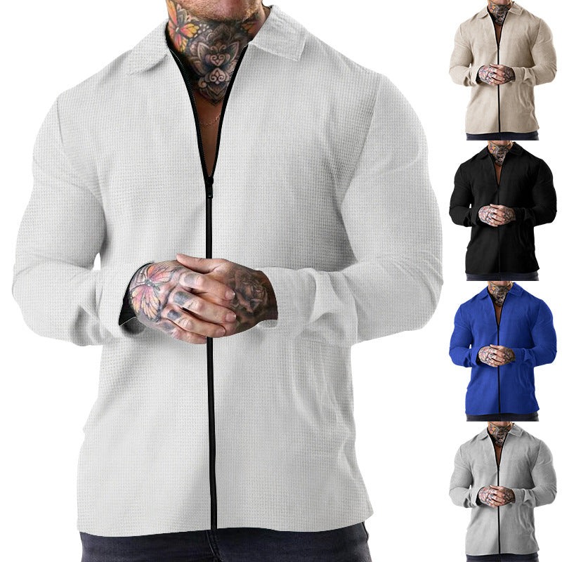 Chemise à manches longues pour hommes avec fermeture éclair et matériau structuré Chic und Stil