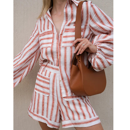 Dames Chemise d'été légère avec motif à rayures tendance Chic und Stil