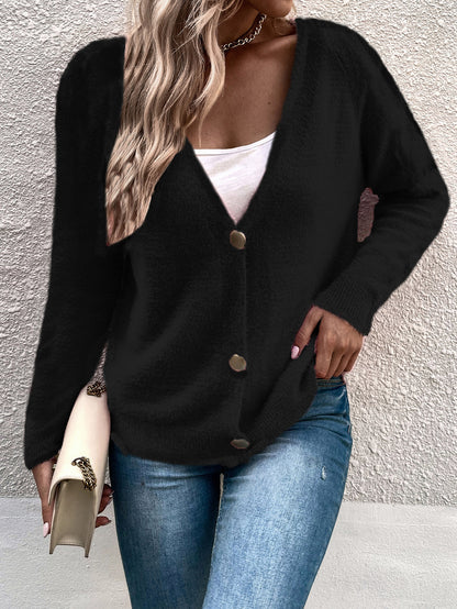 Cardigan femme en V confortable avec détails de boutons Chic und Stil