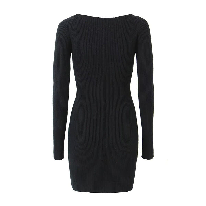 Robe ajustée à côtes pour femme avec des détails découpés et des manches longues Chic und Stil