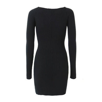 Robe ajustée à côtes pour femme avec des détails découpés et des manches longues Chic und Stil
