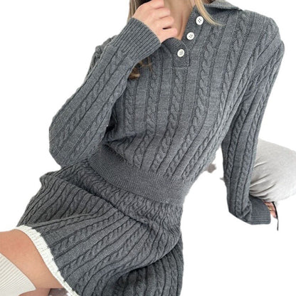 Robe en tricot à col et détails féminins pour femmes Chic und Stil