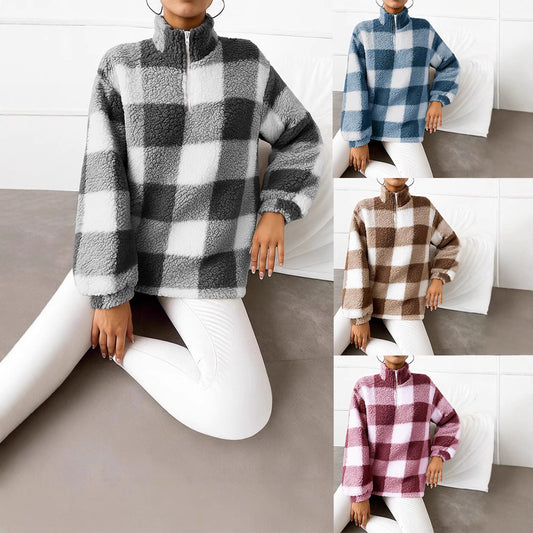 Pull en fleece pour femmes avec col montant et fermeture éclair intégrale Chic und Stil