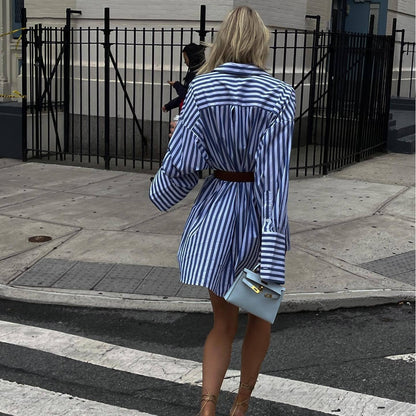 Robe chemise à rayures pour femmes Chic und Stil