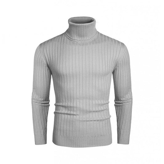 Pull à col roulé pour hommes avec design côtelé Chic und Stil