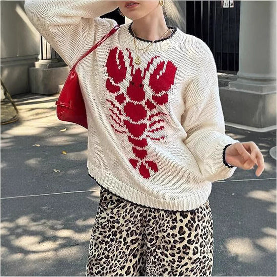 Pull femme avec motif unique de homard et tricot léger Chic und Stil