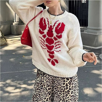 Pull femme avec motif unique de homard et tricot léger Chic und Stil