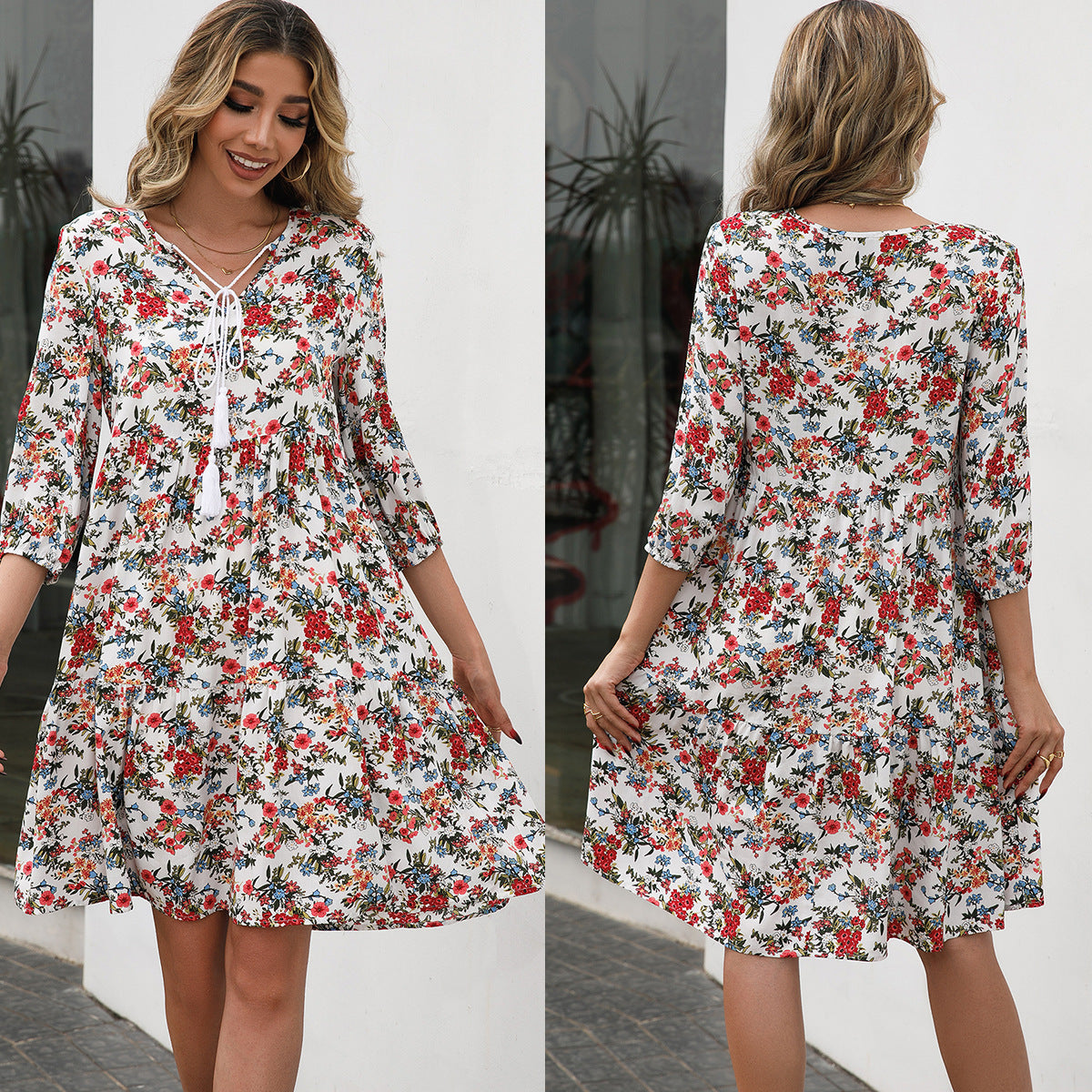 Robes fleuries légères pour femmes avec détails en volants et lien Chic und Stil