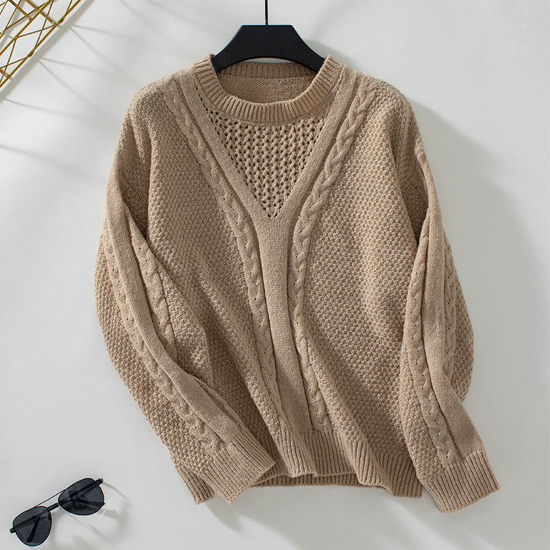 Pull en tricot pour femmes avec décolleté en V moderne et design en torsade Chic und Stil