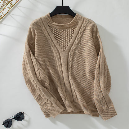 Pull en tricot pour femmes avec décolleté en V moderne et design en torsade Chic und Stil