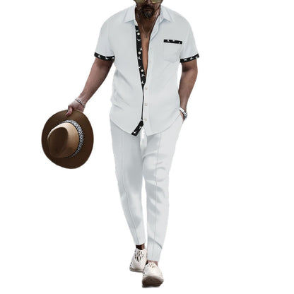 Men's chic short sleeve shirt and slim pants ensemble Chic and Style