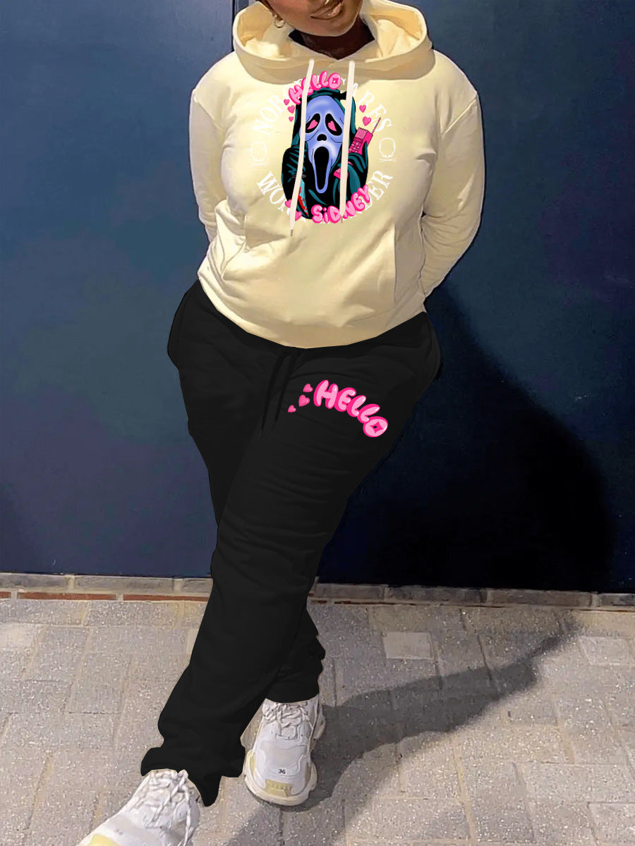 Hoodie for women with a unique graphic design and casual chic pants