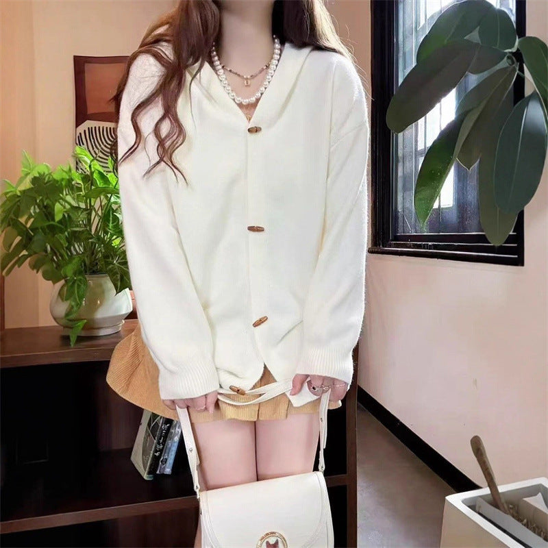 Dames gilet élégant avec capuche et boutons décoratifs Chic und Stil