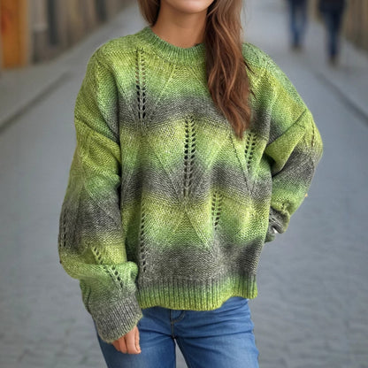 Pull en tricot décontracté pour femmes avec un motif de trous moderne et des manches volumineuses Chic und Stil