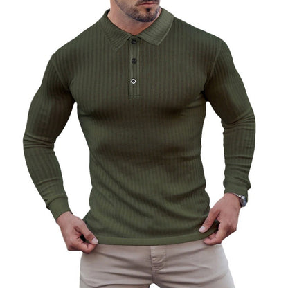 Chemise polo à manches longues pour hommes avec aspect ribbé structuré Chic und Stil