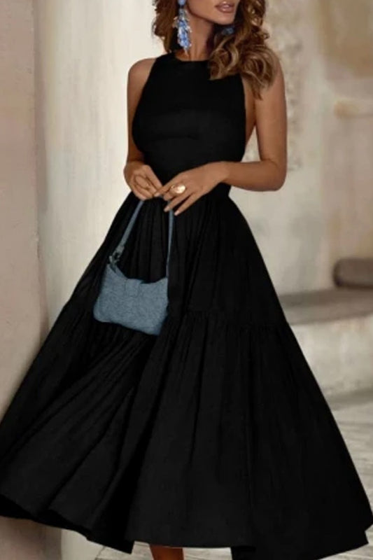 Dames Robe élégante à manches longues avec jupe longue et plis raffinés Chic und Stil