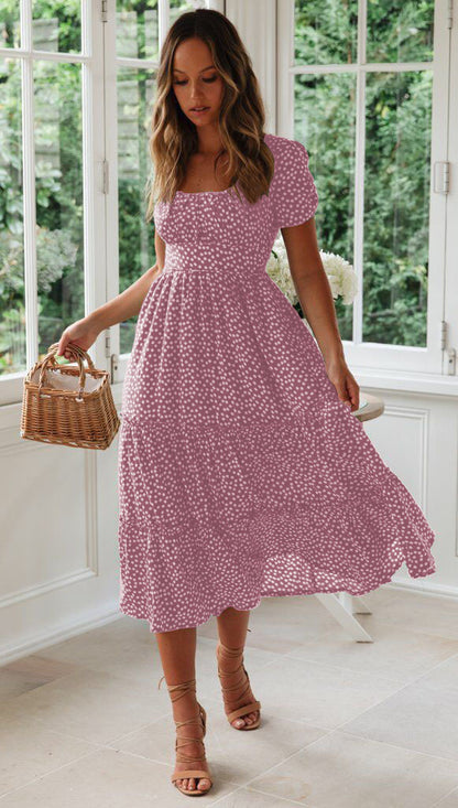 Robe midi à fleurs à volants pour femme Chic und Stil