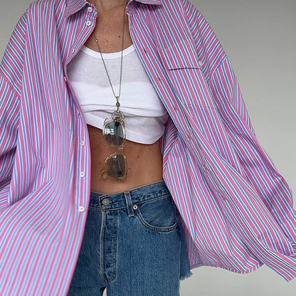 Chemisier oversize pour femmes avec de fines rayures Chic und Stil
