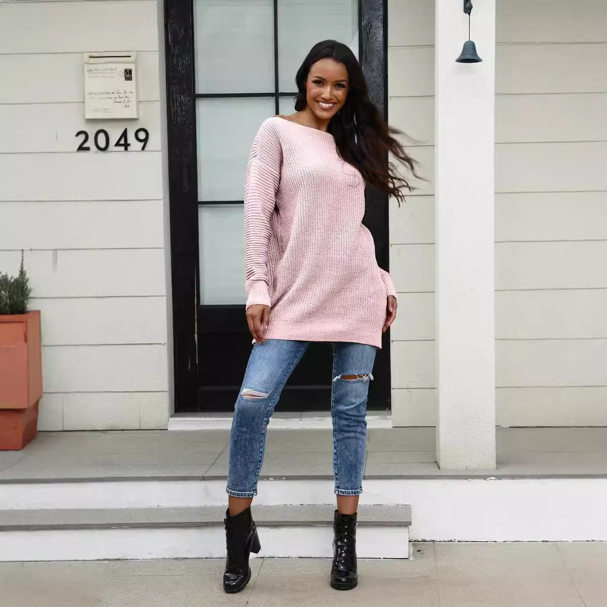 Pull en tricot surdimensionné pour femmes avec un motif texturé doux Chic und Stil