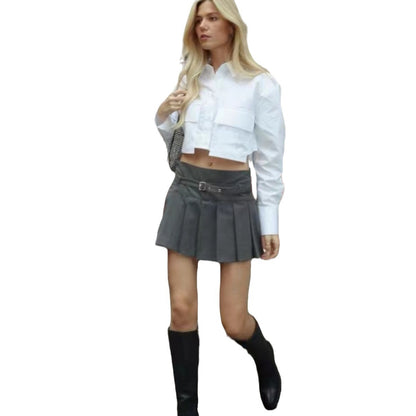 Chemise cropped à manches volantées pour femmes Chic und Stil