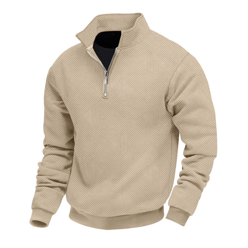 Fleece pullover for men with a high collar and an innovative structured design Chic und Stil
