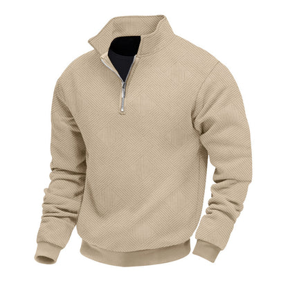 Fleece pullover for men with a high collar and an innovative structured design Chic und Stil