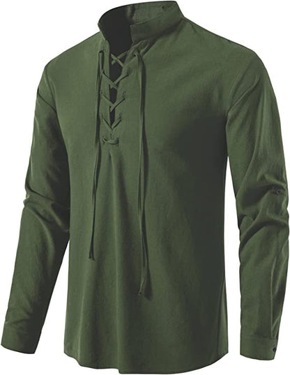 Chemise homme à manches longues avec détail de laçage moderne et col montant décontracté Chic und Stil