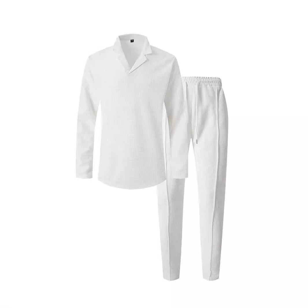 Elegant casual set for men with modern collar and comfortable pants Chic and Style