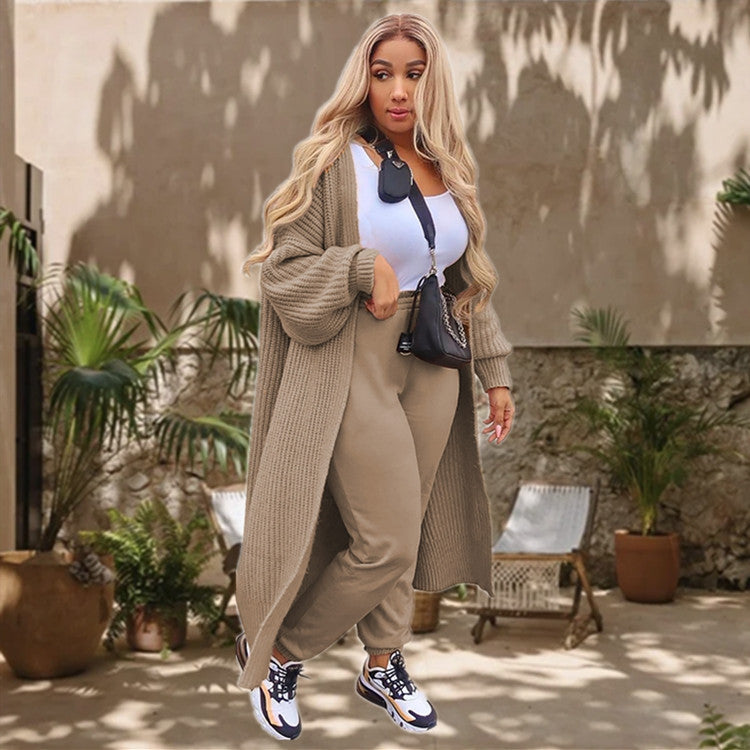 Dame Long cardigan en maille avec motif structuré et front ouvert Chic und Still